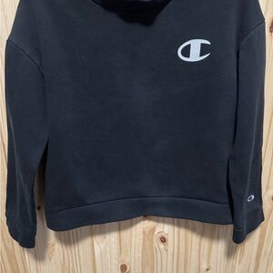 Girls Large 14 Champion Mock Neck Black Cropped Sweatshirt